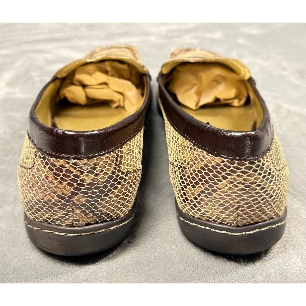 Anne Klein iFlex Loafers Womens 8.5 Brown Snake Print Penny Comfort Flats